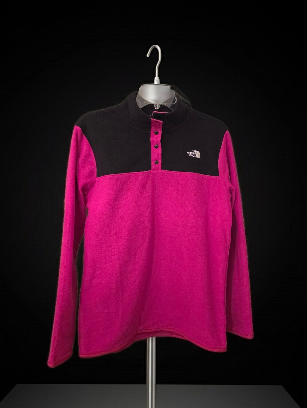 The North Face Pink & Black Snap-Front Fleece Pullover